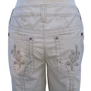 Cache Dressy Crop Pant Stretch Rhinestone Stud Adjust Length $98 Embellished NWT